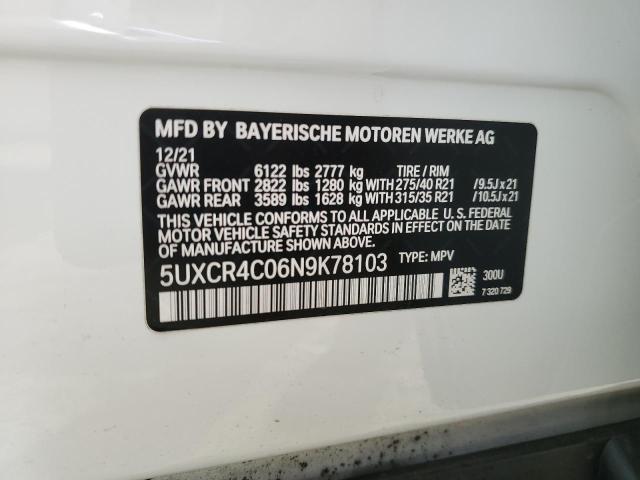 Photo 14 from auction – 2022 BMW X5 SDRIVE with VIN 5UXCR4C06N9K78103