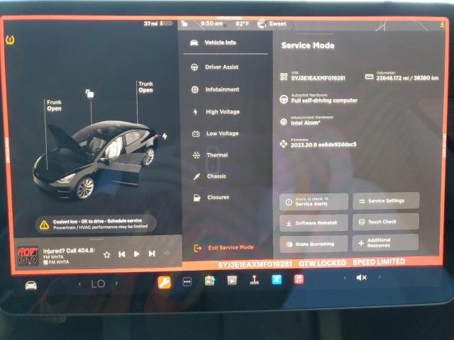 Photo 9 from auction – 2021 TESLA MODEL 3 with VIN 5YJ3E1EAXMF019281