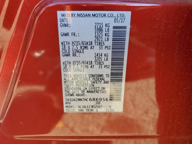 Photo 14 from auction – 2017 NISSAN PATHFINDER with VIN 5N1DR2MN7HC686956