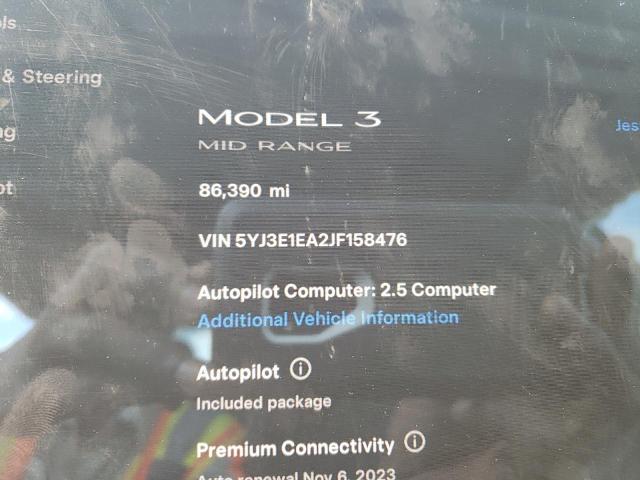 Photo 9 from auction – 2018 TESLA MODEL 3 with VIN 5YJ3E1EA2JF158476