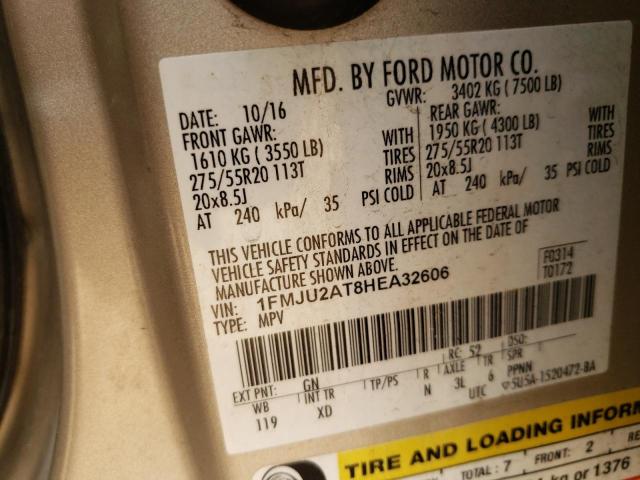 Photo 14 from auction – 2017 FORD EXPEDITION with VIN 1FMJU2AT8HEA32606