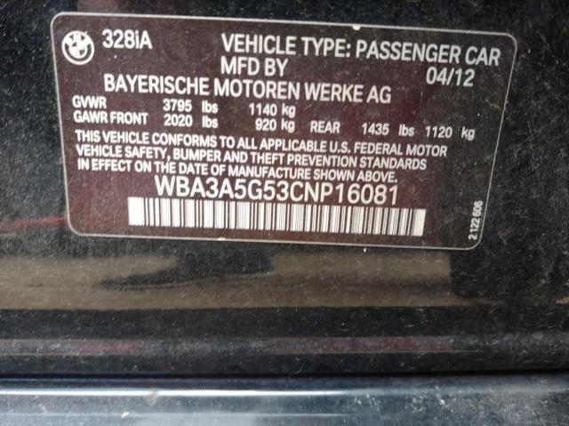 Photo 10 from auction – 2012 BMW 328 I with VIN WBA3A5G53CNP16081