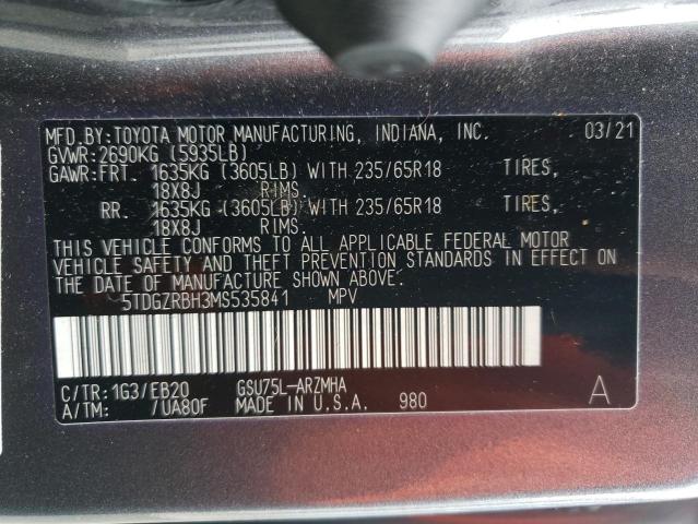 Photo 14 from auction – 2021 TOYOTA HIGHLANDER with VIN 5TDGZRBH3MS535841
