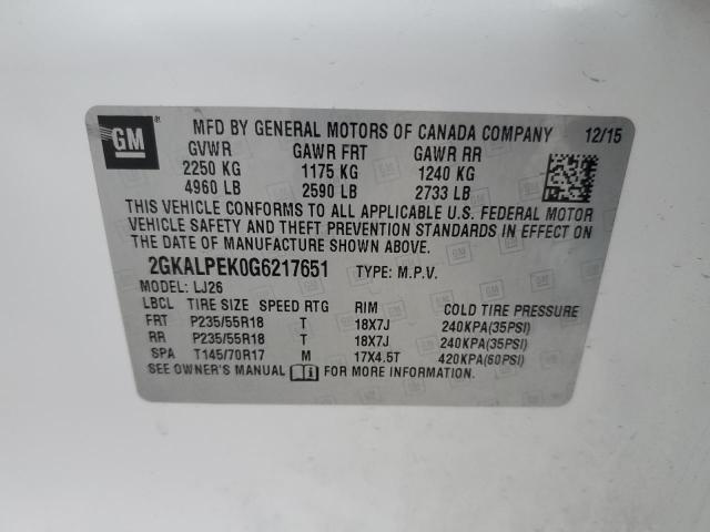 Photo 14 from auction – 2016 GMC TERRAIN SL with VIN 2GKALPEK0G6217651