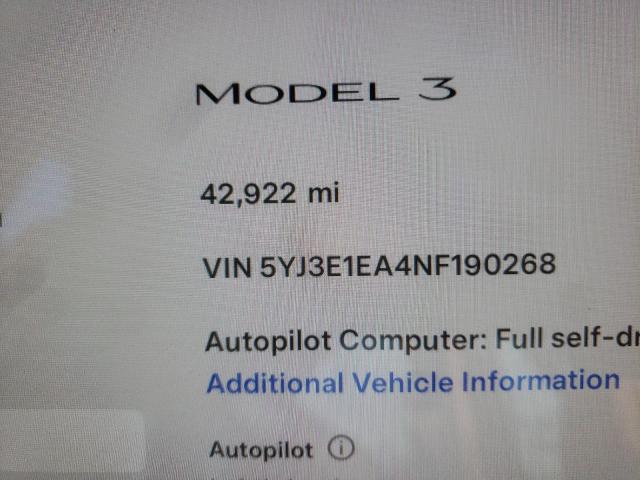 Photo 9 from auction – 2022 TESLA MODEL 3 with VIN 5YJ3E1EA4NF190268
