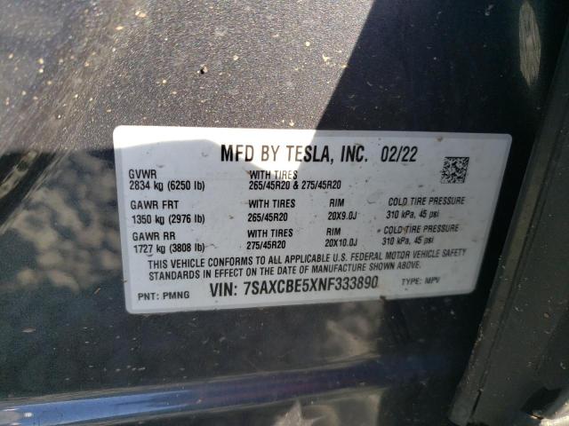 Photo 14 from auction – 2022 TESLA MODEL X with VIN 7SAXCBE5XNF333890