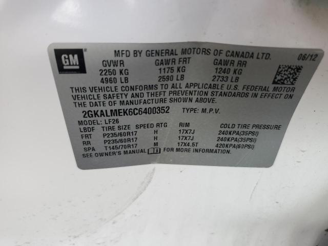 Photo 14 from auction – 2012 GMC TERRAIN SL with VIN 2GKALMEK6C6400352