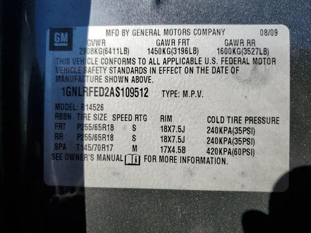 Photo 14 from auction – 2010 CHEVROLET TRAVERSE L with VIN 1GNLRFED2AS109512