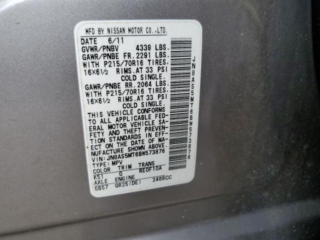 Photo 14 from auction – 2011 NISSAN ROGUE S with VIN JN8AS5MT6BW573876