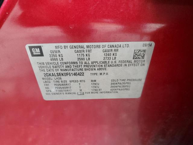 Photo 14 from auction – 2015 GMC TERRAIN SL with VIN 2GKALSEK0F6146422
