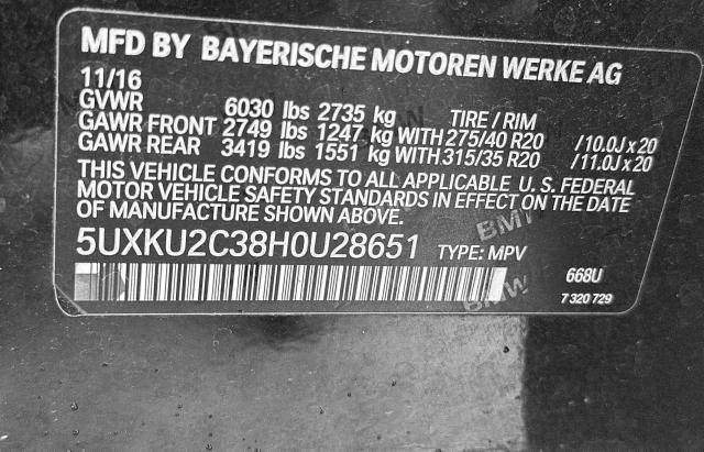 Photo 10 from auction – 2017 BMW X6 XDRIVE3 with VIN 5UXKU2C38H0U28651