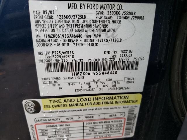 Photo 14 from auction – 2005 FORD FREESTYLE with VIN 1FMZK06195GA46440