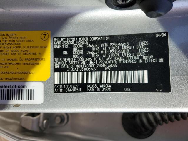 Photo 14 from auction – 2004 LEXUS RX 330 with VIN JTJGA31U340037657