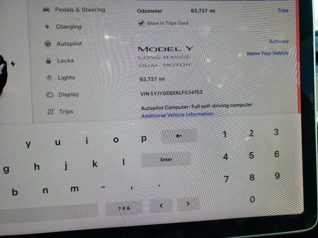 Photo 9 from auction – 2020 TESLA MODEL Y with VIN 5YJYGDEE6LF034153