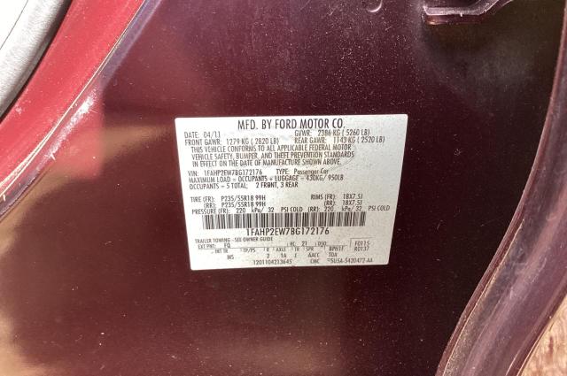 Photo 10 from auction – 2011 FORD TAURUS SEL with VIN 1FAHP2EW7BG172176