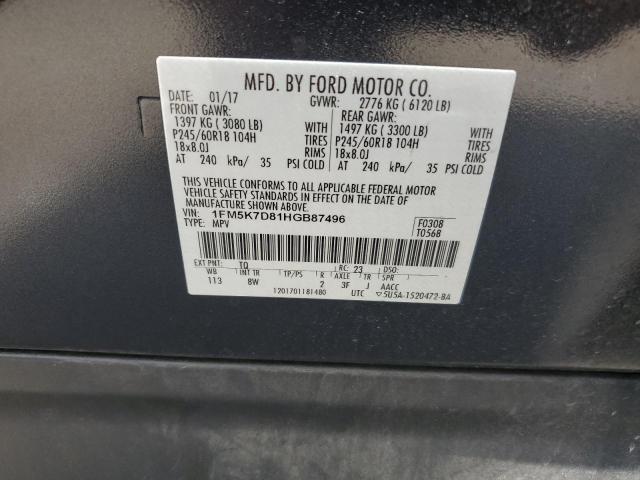 Photo 14 from auction – 2017 FORD EXPLORER X with VIN 1FM5K7D81HGB87496