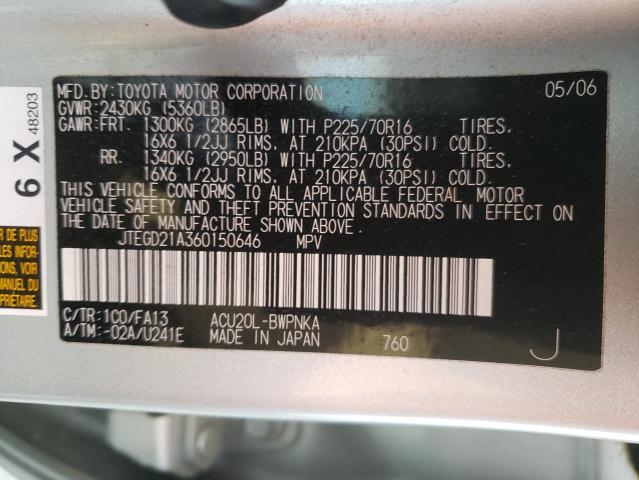 Photo 14 from auction – 2006 TOYOTA HIGHLANDER with VIN JTEGD21A360150646