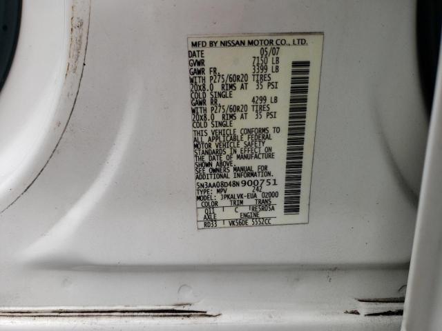Photo 14 from auction – 2008 INFINITI QX56 with VIN 5N3AA08D48N900751