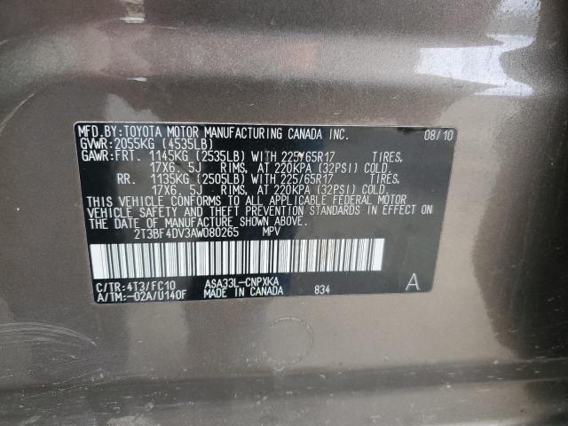 Photo 14 from auction – 2010 TOYOTA RAV4 with VIN 2T3BF4DV3AW080265