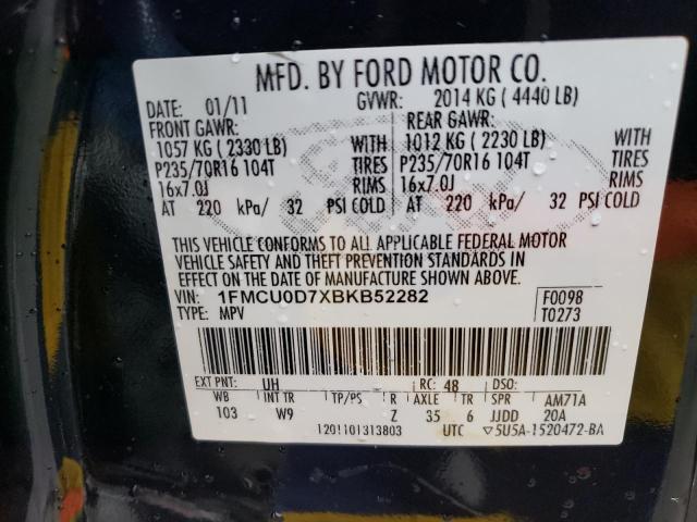 Photo 14 from auction – 2011 FORD ESCAPE XLT with VIN 1FMCU0D7XBKB52282