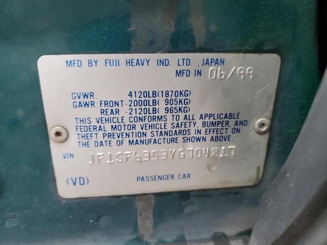 Photo 14 from auction – 2000 SUBARU FORESTER L with VIN JF1SF6353YG704817
