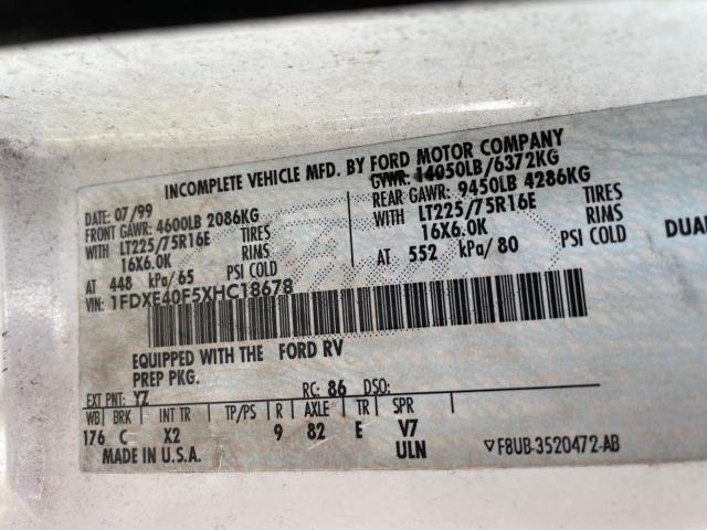 Photo 10 from auction – 1999 FORD ECONOLINE with VIN 1FDXE40F5XHC18678