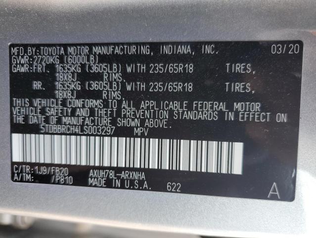 Photo 14 from auction – 2020 TOYOTA HIGHLANDER with VIN 5TDBBRCH4LS003297