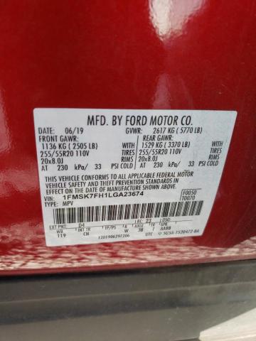 Photo 14 from auction – 2020 FORD EXPLORER L with VIN 1FMSK7FH1LGA23674