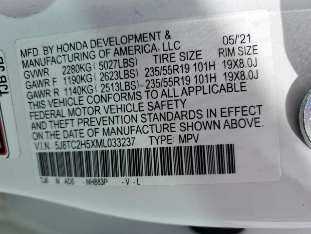 Photo 14 from auction – 2021 ACURA RDX TECHNO with VIN 5J8TC2H5XML033237