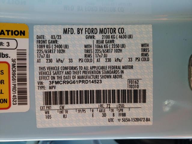 Photo 14 from auction – 2023 FORD BRONCO SPO with VIN 3FMCR9G61PRD14523