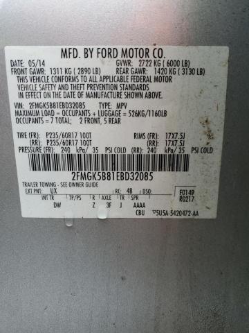 Photo 14 from auction – 2014 FORD FLEX SE with VIN 2FMGK5B81EBD32085