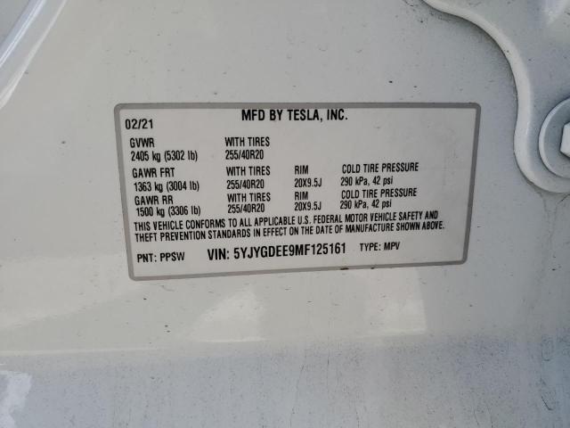 Photo 14 from auction – 2021 TESLA MODEL Y with VIN 5YJYGDEE9MF125161