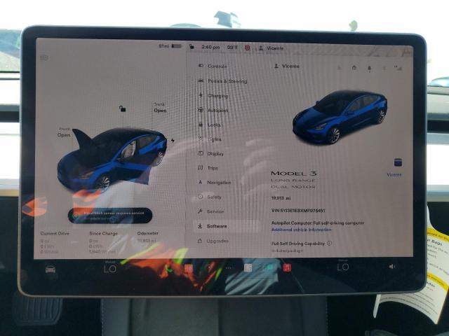 Photo 9 from auction – 2021 TESLA MODEL 3 with VIN 5YJ3E1EBXMF975451