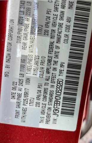 Photo 10 from auction – 2022 MAZDA CX-5 SELEC with VIN JM3KFBBM0N0629260