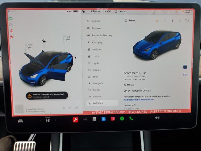 Photo 9 from auction – 2021 TESLA MODEL Y with VIN 5YJYGDEE0MF066792
