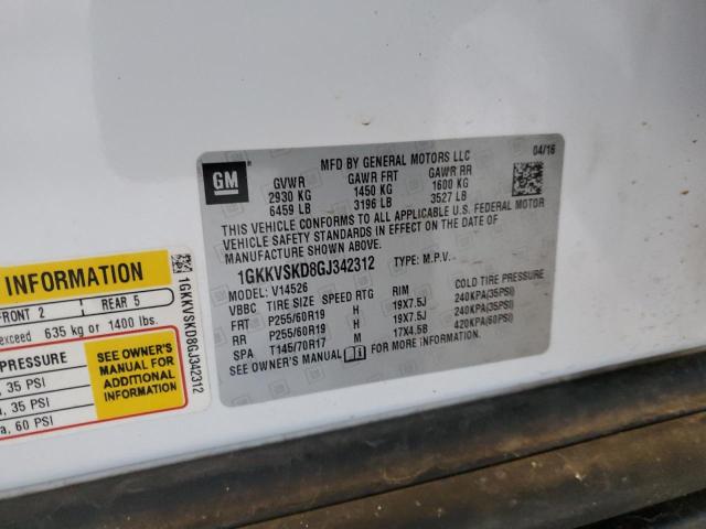 Photo 14 from auction – 2016 GMC ACADIA SLT with VIN 1GKKVSKD8GJ342312