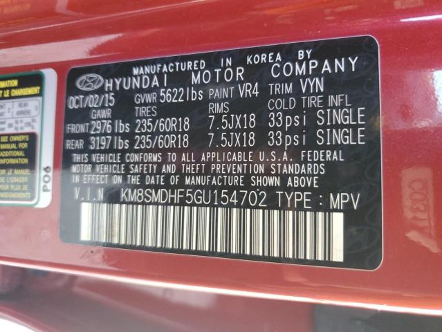 Photo 14 from auction – 2016 HYUNDAI SANTA FE S with VIN KM8SMDHF5GU154702