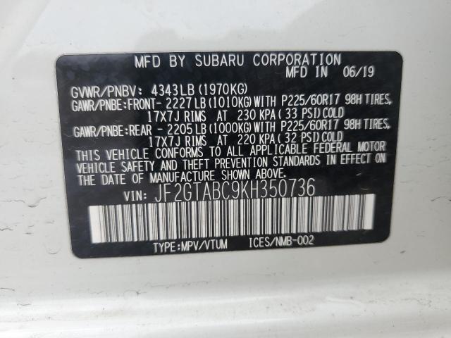 Photo 14 from auction – 2019 SUBARU CROSSTREK with VIN JF2GTABC9KH350736