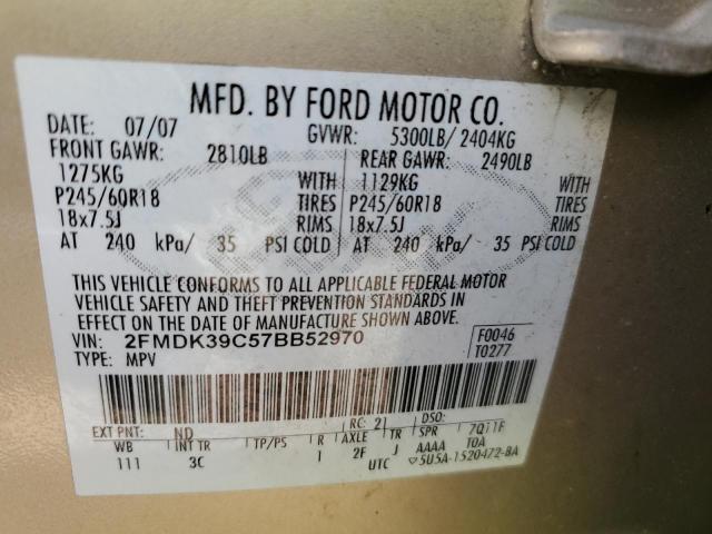 Photo 14 from auction – 2007 FORD EDGE SEL P with VIN 2FMDK39C57BB52970