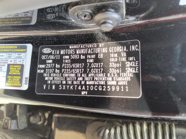Photo 10 from auction – 2012 KIA SORENTO BA with VIN 5XYKT4A10CG259911