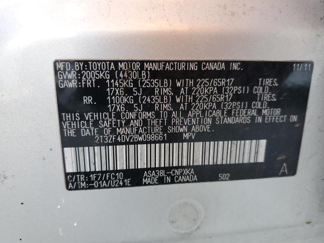 Photo 14 from auction – 2011 TOYOTA RAV4 with VIN 2T3ZF4DV2BW098661