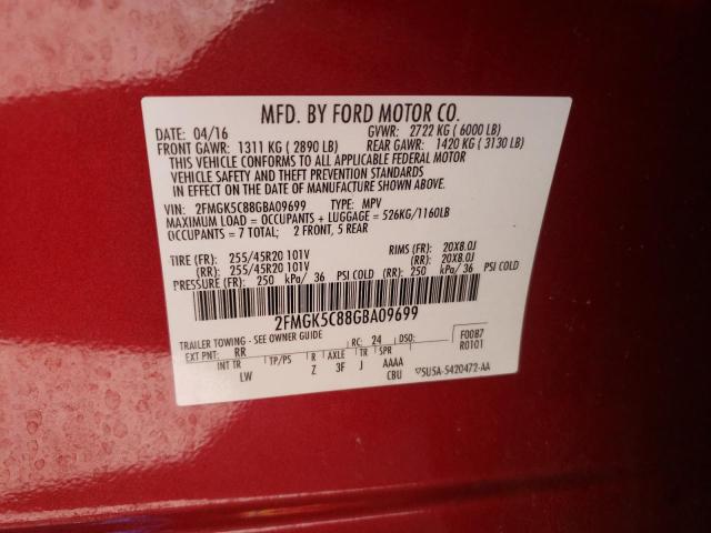 Photo 14 from auction – 2016 FORD FLEX SEL with VIN 2FMGK5C88GBA09699