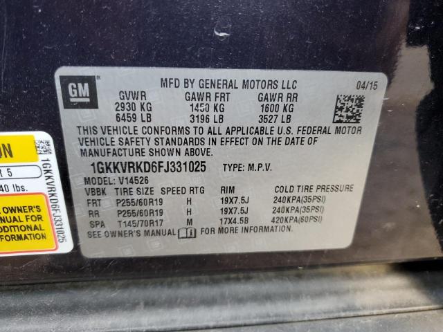 Photo 14 from auction – 2015 GMC ACADIA SLT with VIN 1GKKVRKD6FJ331025