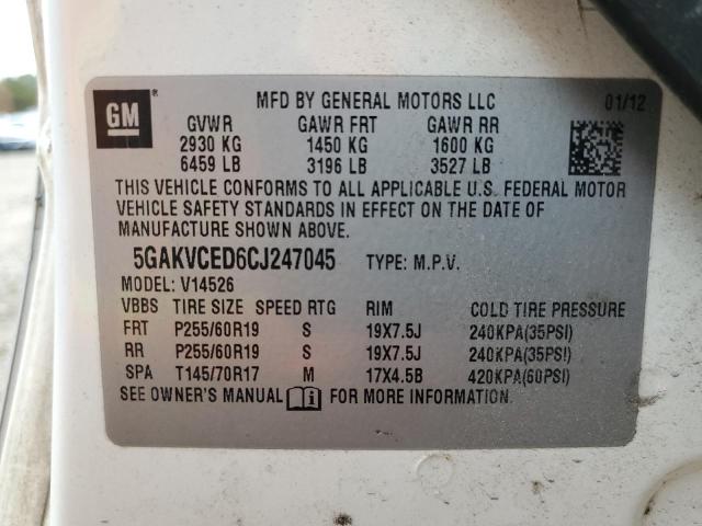 Photo 14 from auction – 2012 BUICK ENCLAVE with VIN 5GAKVCED6CJ247045