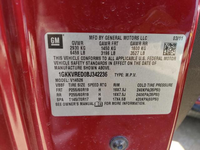 Zdjęcie 14 z aukcji – 2011 GMC ACADIA SLT z VIN 1GKKVRED0BJ342236