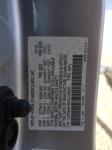 Photo 14 from auction – 2016 HONDA CR-V EX with VIN 5J6RM4H58GL026920
