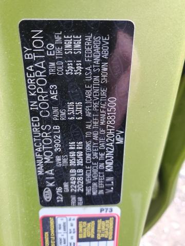 Photo 14 from auction – 2017 KIA SOUL with VIN KNDJN2A20H7881500