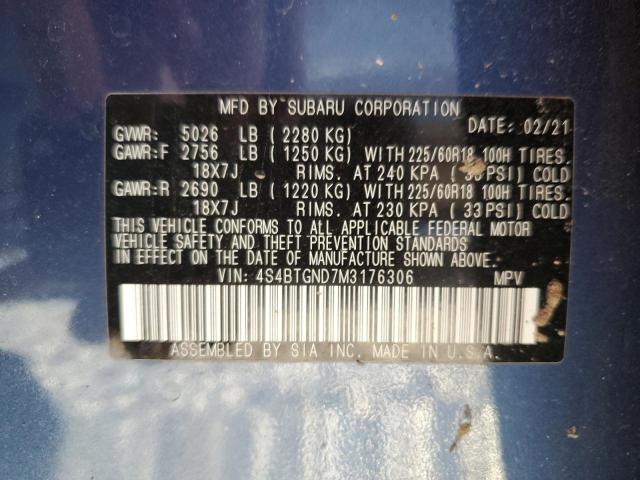 Photo 14 from auction – 2021 SUBARU OUTBACK LI with VIN 4S4BTGND7M3176306