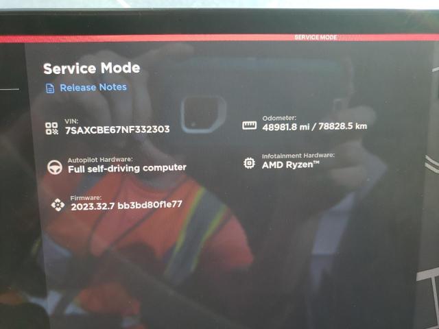 Photo 9 from auction – 2022 TESLA MODEL X with VIN 7SAXCBE67NF332303
