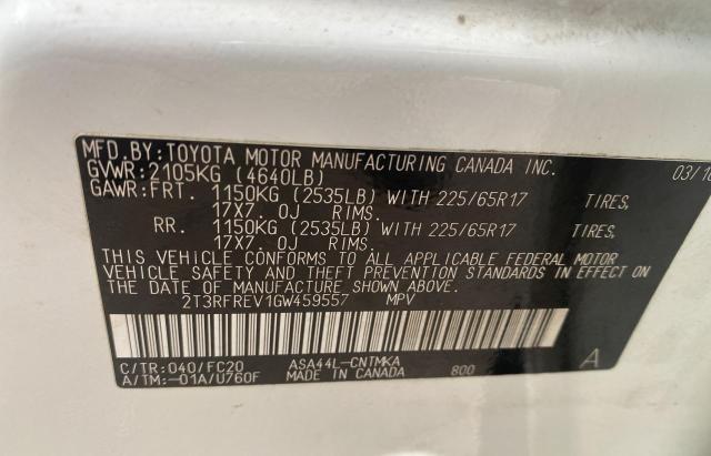 Photo 10 from auction – 2016 TOYOTA RAV4 XLE with VIN 2T3RFREV1GW459557